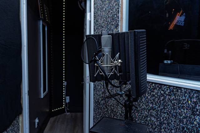 Condenser microphone in the vocal booth