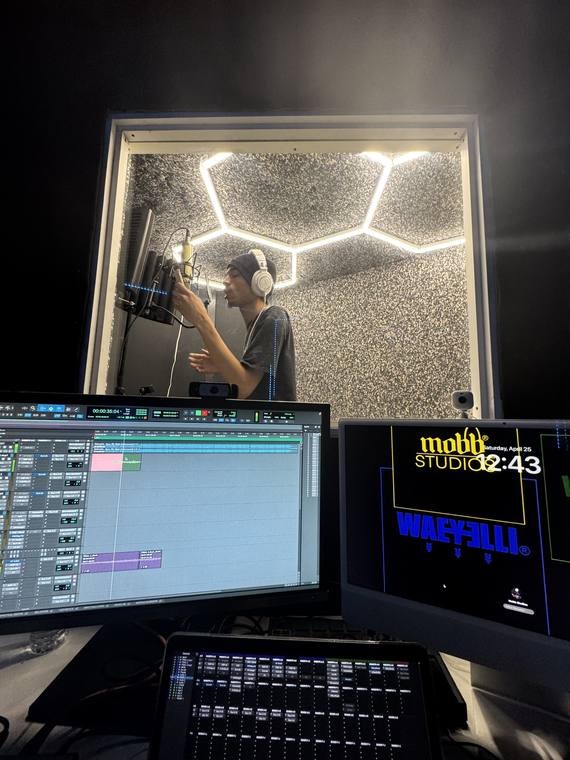 Tracking vocals through the booth window